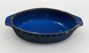 Denby REFLEX Blue Oval Casserole Baking Dish 8.75" x 5" Handcrafted England EUC